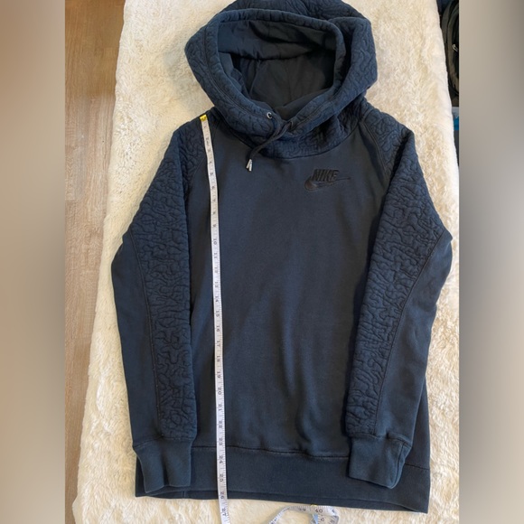 Nike quilted Rally funnel cowl neck hoodie size XS black - Picture 6 of 6